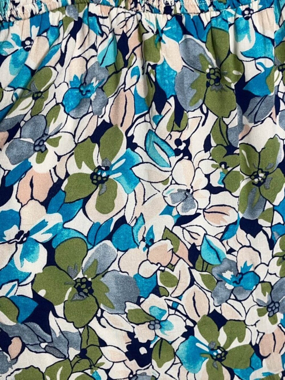 Hayden Dress Maxi Blue Floral Smocked Tiered Boho Pockets Coastal Travel Wom L - Picture 2 of 14